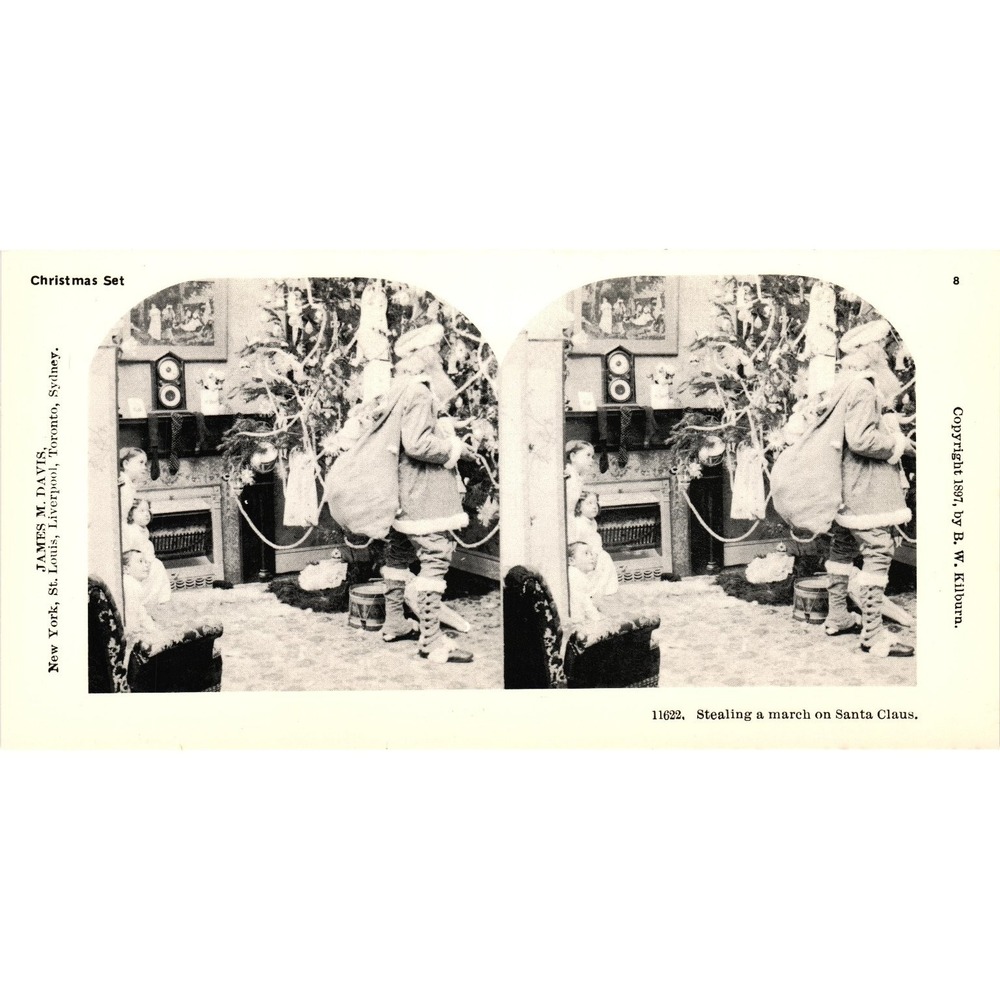 Stealing a March on Santa Claus Stereoview James Davis 1897 Christmas‎